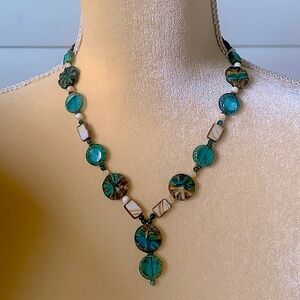 Dichroic Glass Toggle Necklace